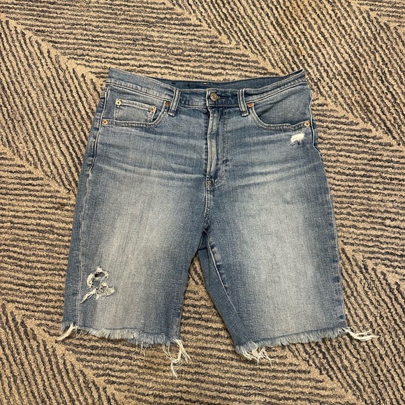 GAP Denim - GAP High Rise Bermuda Jean Shorts Size 29 Raw Hem Distressed